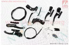 Гальмо V-brake заднє+переднє в зборі 110мм, важелі+троса, алюмінієві, чорні