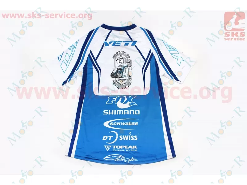 Фото 3 - Футболка (Джерси) для мужчин L - (Polyester 80% / Spandex 20%), короткие рукава, свободный крой, бело-синяя, НЕ оригинал