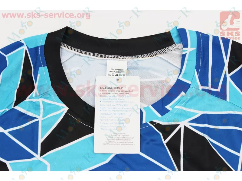 Фото 4 - Футболка (Джерси) для мужчин L - (Polyester 80% / Spandex 20%), короткие рукава, свободный крой, бело-сине-черная, НЕ оригинал
