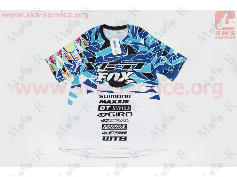 Фото 2 - Футболка (Джерси) для мужчин L - (Polyester 80% / Spandex 20%), короткие рукава, свободный крой, бело-сине-черная, НЕ оригинал