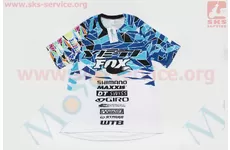 Футболка (Джерсі) для чоловіків L - (Polyester 80% / Spandex 20%), короткі рукави, вільний крій, біло-синьо-чорна, НЕ оригінал