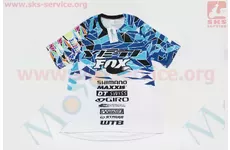 Футболка (Джерсі) для чоловіків L - (Polyester 80% / Spandex 20%), короткі рукави, вільний крій, біло-синьо-чорна, НЕ оригінал