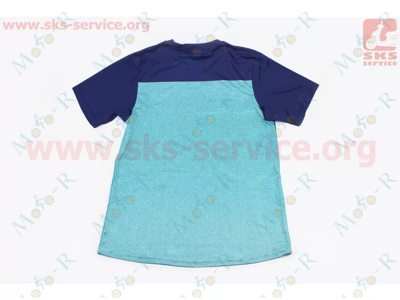 Фото 3 - Футболка (Джерси) для мужчин L - (Polyester 80% / Spandex 20%), короткие рукава, свободный крой, сине-бирюзовый, НЕ оригинал
