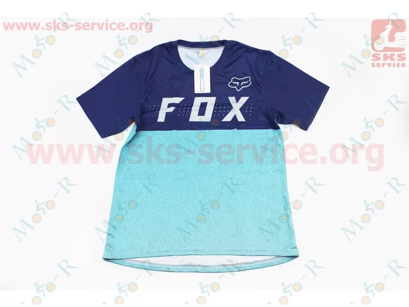 Фото 2 - Футболка (Джерси) для мужчин L - (Polyester 80% / Spandex 20%), короткие рукава, свободный крой, сине-бирюзовый, НЕ оригинал