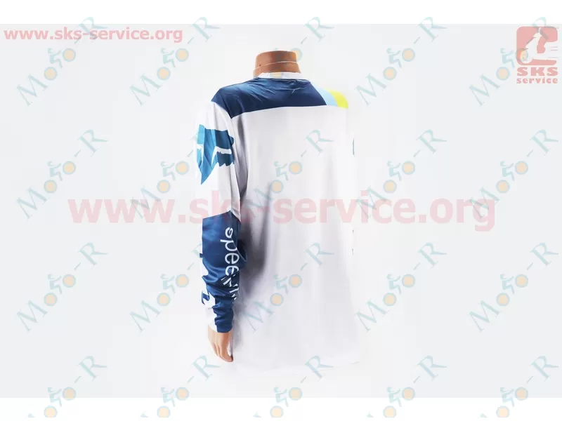 Фото 3 - Футболка (Джерси) для мужчин L - (Polyester 100%), длинные рукава, свободный крой, бело-синяя, НЕ оригинал