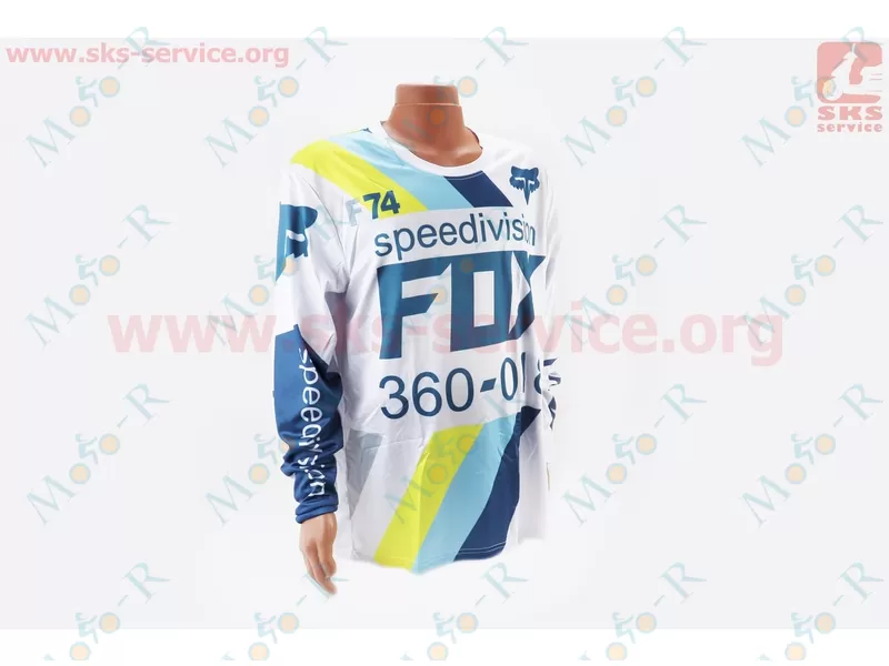 Фото 2 - Футболка (Джерси) для мужчин L - (Polyester 100%), длинные рукава, свободный крой, бело-синяя, НЕ оригинал