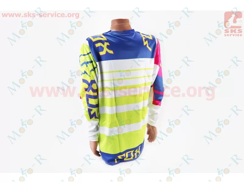 Фото 3 - Футболка (Джерси) для мужчин L - (Polyester 100%), длинные рукава, свободный крой, бело-сине-салатовая, НЕ оригинал
