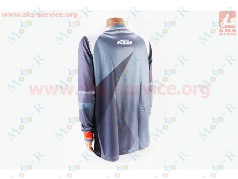 Фото 3 - Футболка (Джерси) для мужчин L - (Polyester 100%), длинные рукава, свободный крой, серо-оранжево-белая, НЕ оригинал