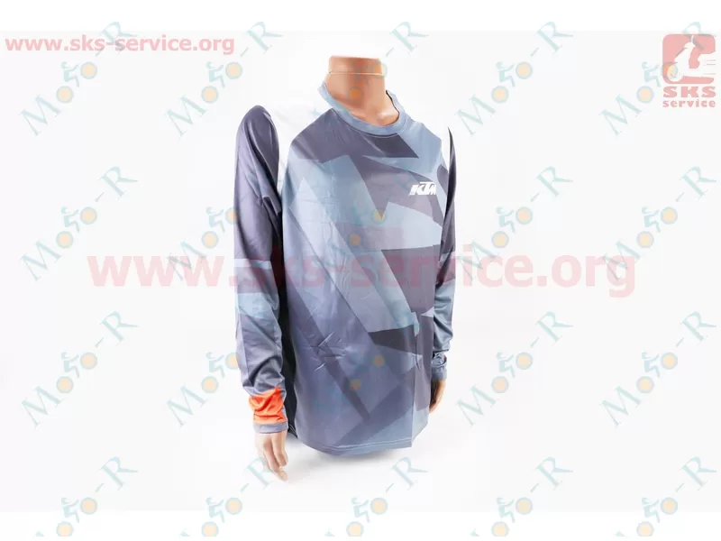 Фото 2 - Футболка (Джерси) для мужчин L - (Polyester 100%), длинные рукава, свободный крой, серо-оранжево-белая, НЕ оригинал