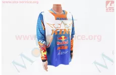 Футболка (Джерсі) для чоловіків L - (Polyester 100%), довгі рукави, вільний крій, синьо-оранжево-біла, НЕ оригінал