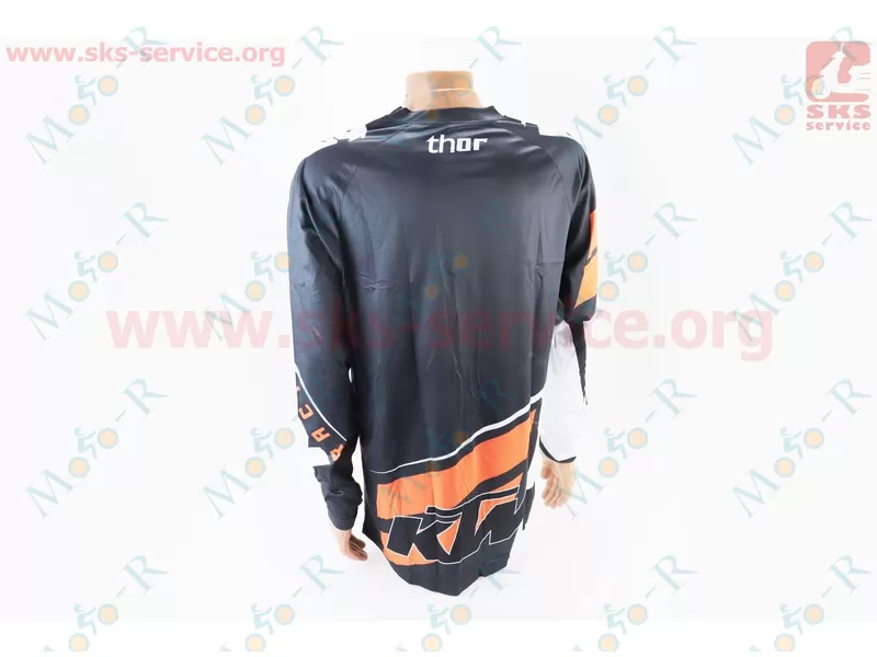 Фото 3 - Футболка (Джерси) для мужчин L - (Polyester 100%), длинные рукава, свободный крой, черно-оранжево-белая, НЕ оригинал