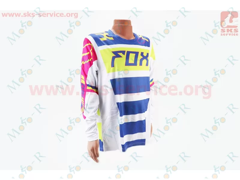 Фото 2 - Футболка (Джерси) для мужчин XL - (Polyester 100%), длинные рукава, свободный крой, бело-сине-салатовая, НЕ оригинал