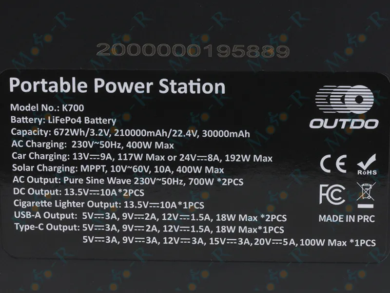 Фото 5 - Портативна зарядна станція (K700) 700W 210Ah - OUTDO