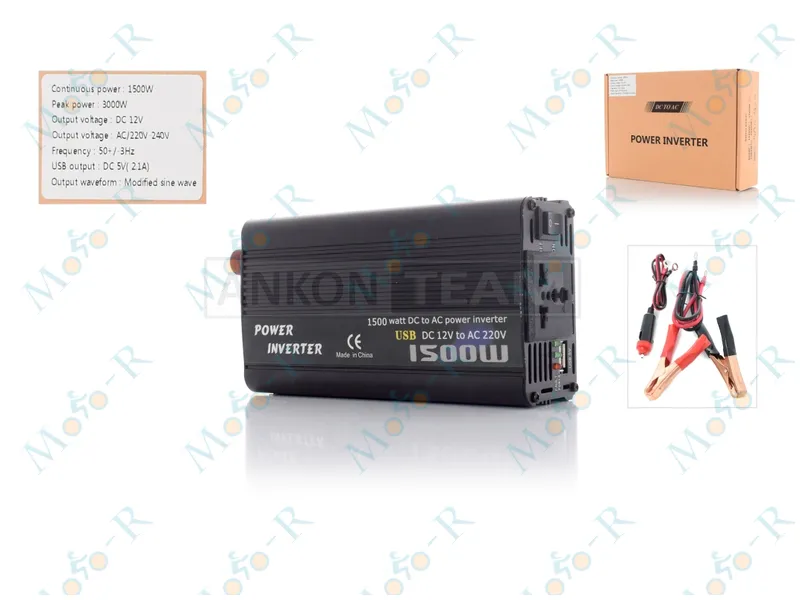 Фото 2 - Инвертор AC/DC‑12V/220V, 1500/3000W, 1хUSB 2.1А, одна розетка #ATPI‑11