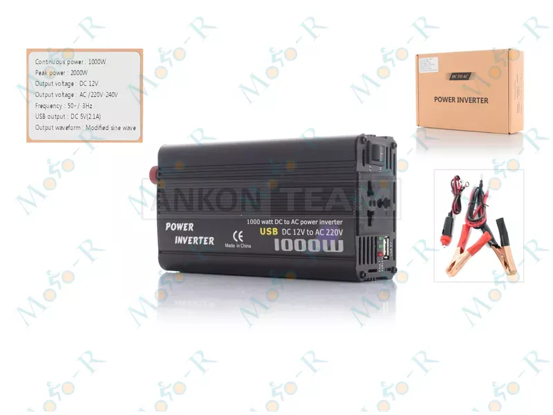 Фото 2 - Инвертор AC/DC‑12V/220V, 1000/2000W, 1хUSB 2.1А, одна розетка #ATPI‑10