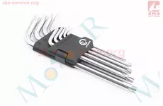 Набор Г-образных ключей удлиненных с отверстием TORX (T10/T15/T20/T25/T27/T30/T40/T45/T50) CrV