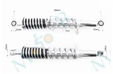 Амортизатор задній 355mm*d50mm (втулка 12mm / втулка 12mm) з важелем регул., хром к-кт 2шт