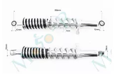 Амортизатор задній 355mm*d50mm (втулка 12mm / втулка 12mm) з важелем регул., хром к-кт 2шт