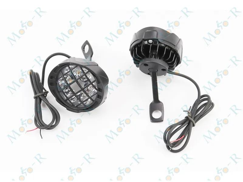 Фото 2 - Фара дополнительная светодиодная влагозащитная с решеткой (67*57mm) - 6 LED с креплением под зеркало, к-кт 2шт, ЧЕРНЫЙ