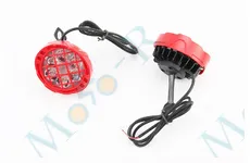 Фара додаткова світлодіодна вологозахисна з решіткою (67*57mm) - 6 LED з кріпленням під дзеркало, к-кт 2шт, ЧЕРВОНИЙ