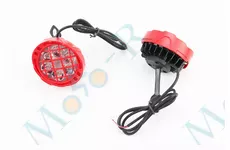 Фара додаткова світлодіодна вологозахисна з решіткою (67*57mm) - 6 LED з кріпленням під дзеркало, к-кт 2шт, ЧЕРВОНИЙ
