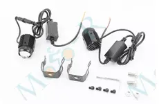 Фара дополнительная светодиодная влагозащитная - 1 LED с креплением и блоком розжига, круглая 37мм, к-кт 2шт (свет белый/желтый)