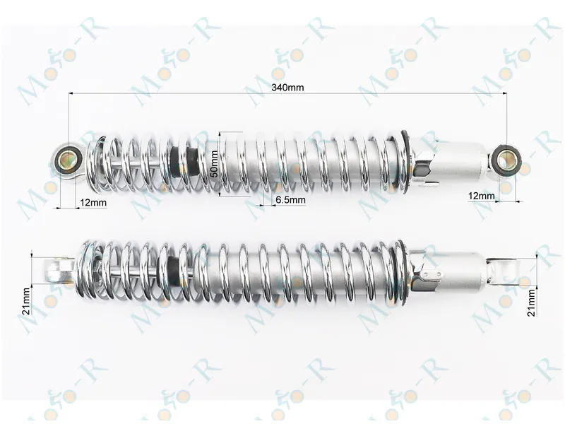 Фото 3 -  Амортизатор Мінськ задній 340mm*d50mm (втулка 12mm / втулка 12mm) регул., хром к-кт 2шт SDTW