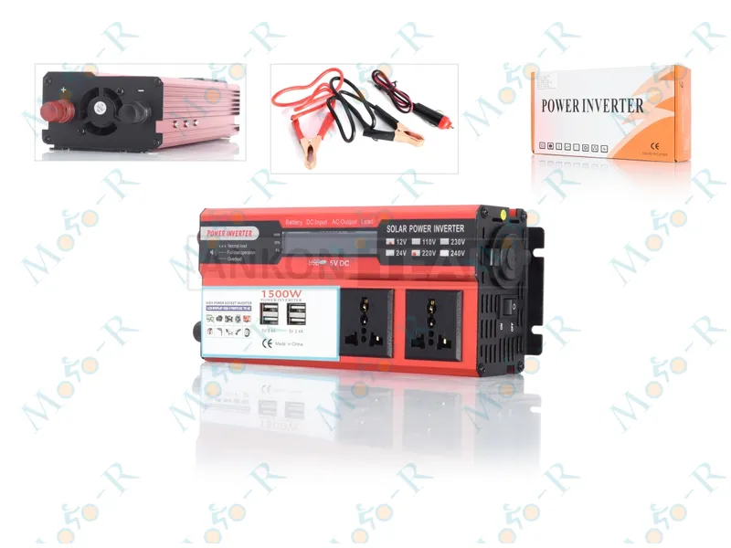 Фото 2 - Инвертор AC/DC‑12V/220V, 1500/3000W, LCD экран, 4хUSB, две розетки #ATPI‑8