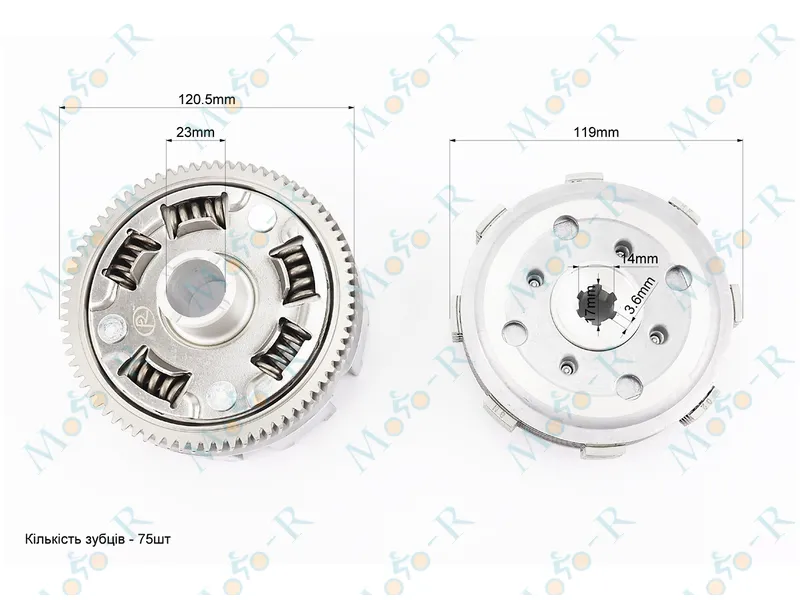 Фото 4 - BOXER BM/ВМX 150cc Зчеплення, маховик у зборі (4 болти, маховик 75зуб.) 