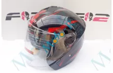 Шолом F2-707 відкритий + окуляри колір FLAT BLACK/NEON RED, РОЗМІР 
