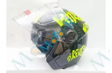 Шолом F2-707 відкритий + окуляри колір BRILLIANT BLACK/NEON YELLOW, РОЗМІР (S 49-50 см)