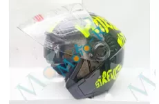 Шлем F2-707 открытый + очки  цвет BRILLIANT BLACK/NEON YELLOW , РАЗМЕР (S 49-50 см)