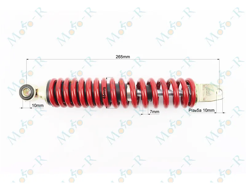 Фото 3 - Амортизатор задний GY6/Suzuki - 275мм*d50мм (втулка 10мм / вилка 10мм) Mototech