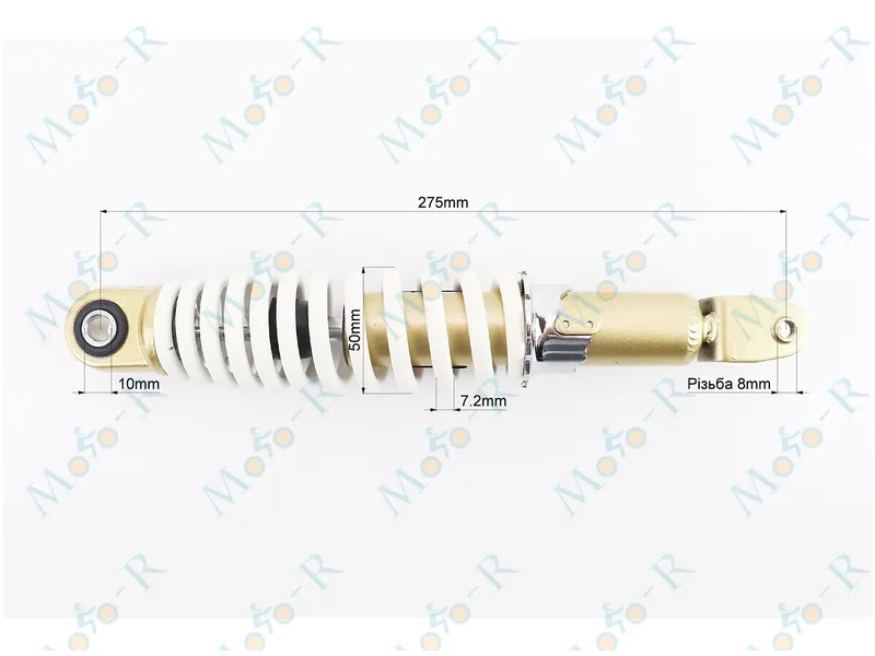 Фото 3 - Амортизатор задній GY6/Yamaha - 275мм*d50мм (втулка 10мм / вилка 8мм)