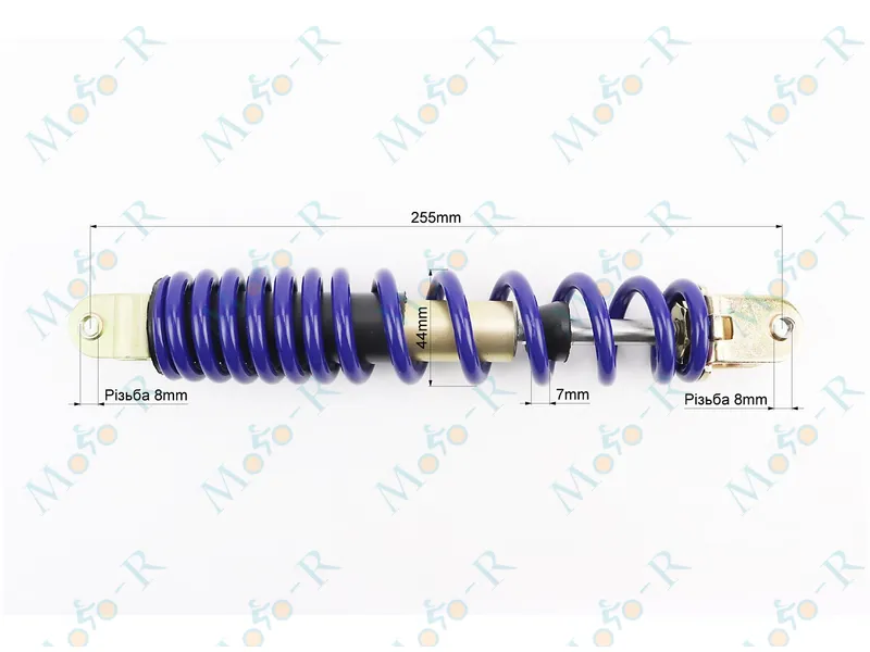 Фото 3 - Амортизатор задний Honda AF54/56 - 255мм*d44мм (вилка 8мм / вилка 8мм), синий LIPAI