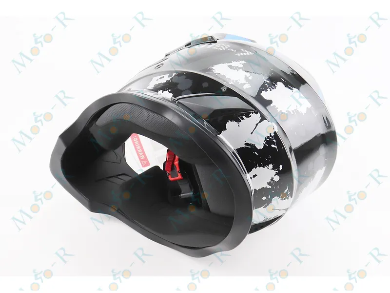 Фото 6 - Шлем кроссовый/эндуро/АТV со стеклом BLD-819-7 S (55-56см), ЧЕРНЫЙ/СЕРО-СИНИЙ