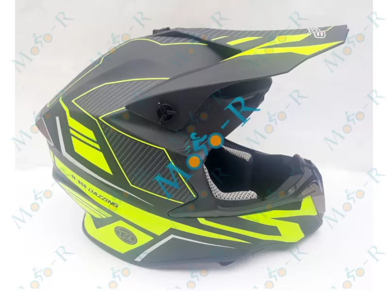 Фото 7 - Шлем OFF ROAD EX-806 DAZING ( КРОССОВЫЙ под очки) черно-зеленый матовый