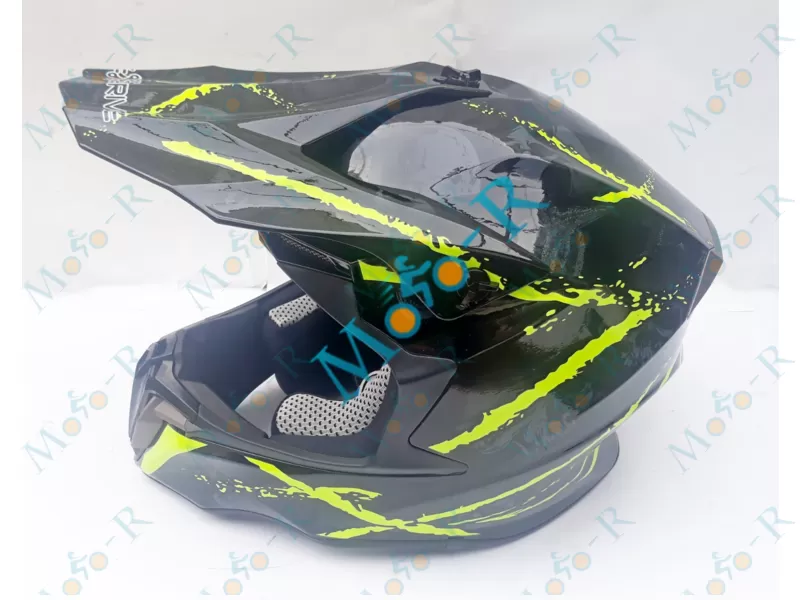 Фото 2 - Шлем OFF ROAD EX-806 SPIDER ( КРОССОВЫЙ под очки) зеленый глянец