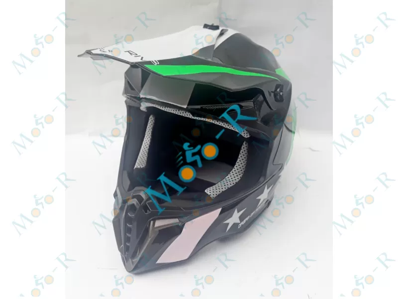 Фото 3 - Шлем OFF ROAD EX-806 STAR ( КРОССОВЫЙ под очки) салатовый мат