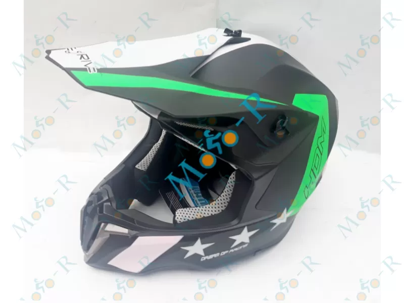 Фото 5 - Шлем OFF ROAD EX-806 STAR ( КРОССОВЫЙ под очки) салатовый мат