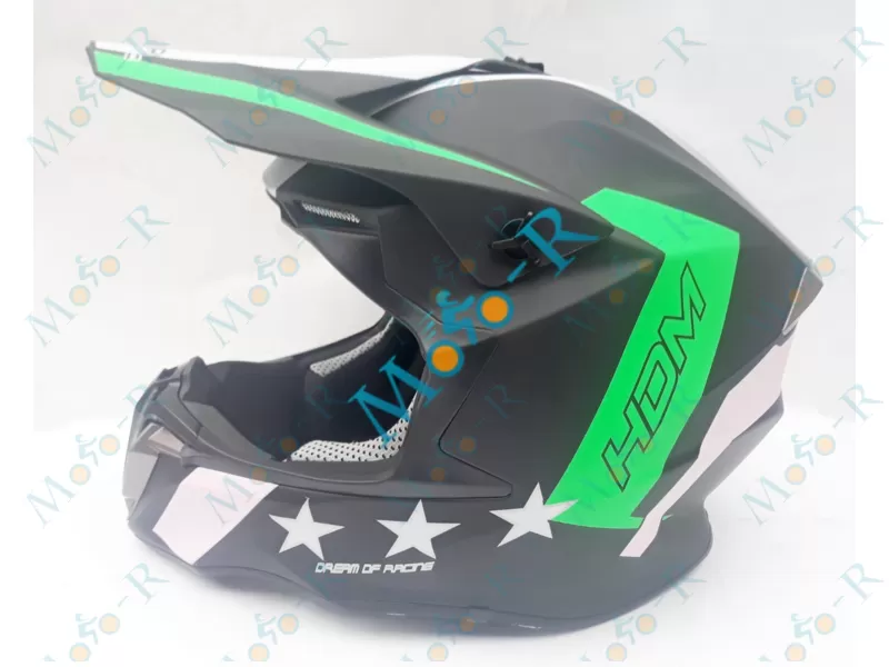 Фото 6 - Шлем OFF ROAD EX-806 STAR ( КРОССОВЫЙ под очки) салатовый мат