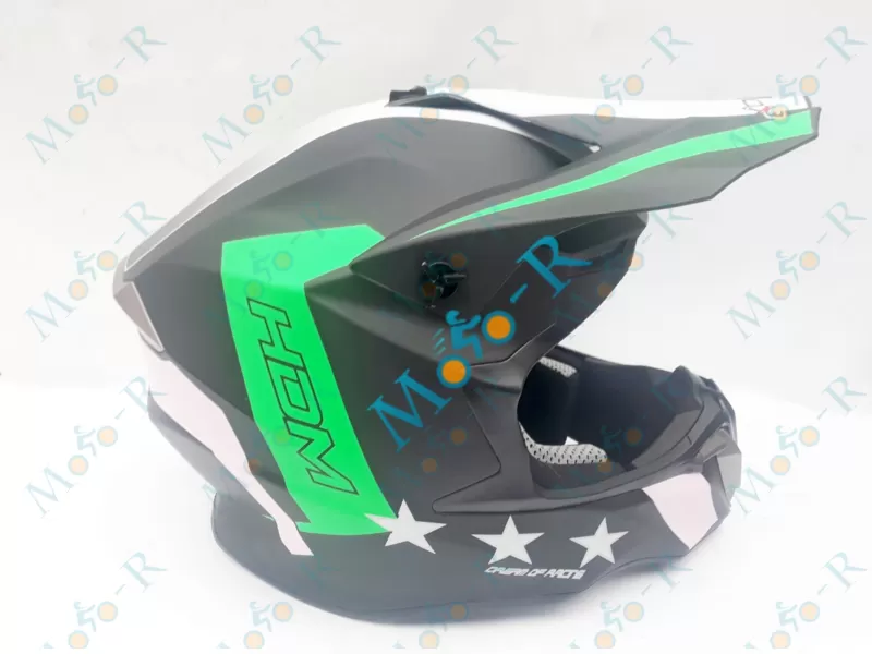 Фото 8 - Шлем OFF ROAD EX-806 STAR ( КРОССОВЫЙ под очки) салатовый мат