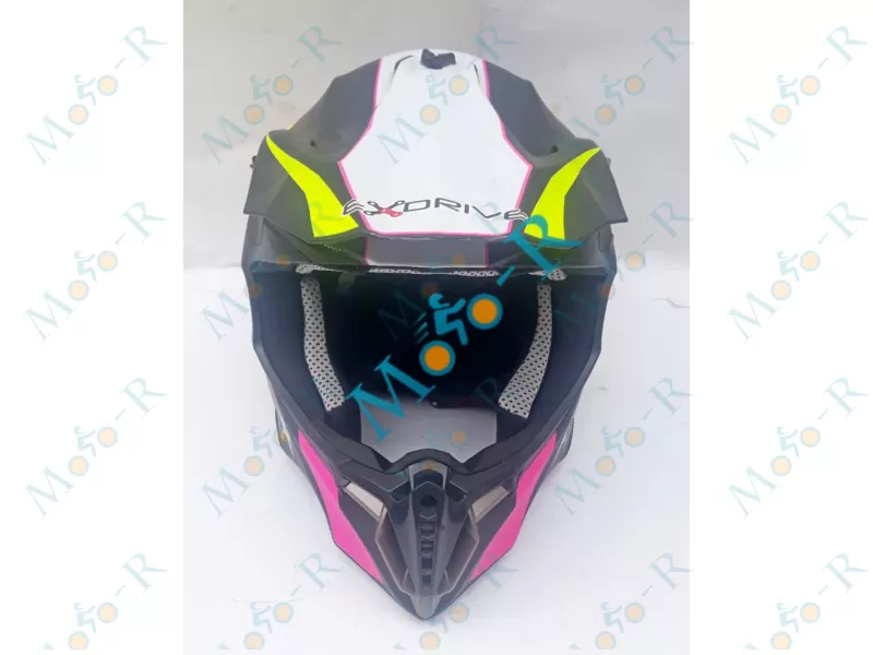 Фото 2 - Шлем OFF ROAD EX-806 STAR ( КРОССОВЫЙ под очки) жёлтый / розовый мат (Размер XL (61-62 см))