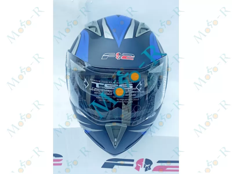 Фото 2 - Шлем Модуляр/флип-ап (flip-up) F2-158 (Трансформер) цвет FLAT BLACK/BLUE, РАЗМЕР (S 55-56 см)