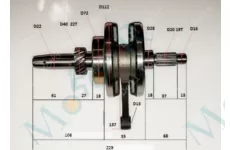 Коленвал в сборе CB150  229mm 13 палец, шатун 137mm