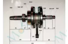 Коленвал в сборе CB150  229mm 13 палец, шатун 137mm