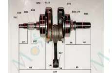 Коленвал в сборе CB250 225mm 17 палец, шатун 141mm