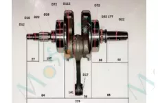Коленвал в сборе CB250 225mm 17 палец, шатун 141mm