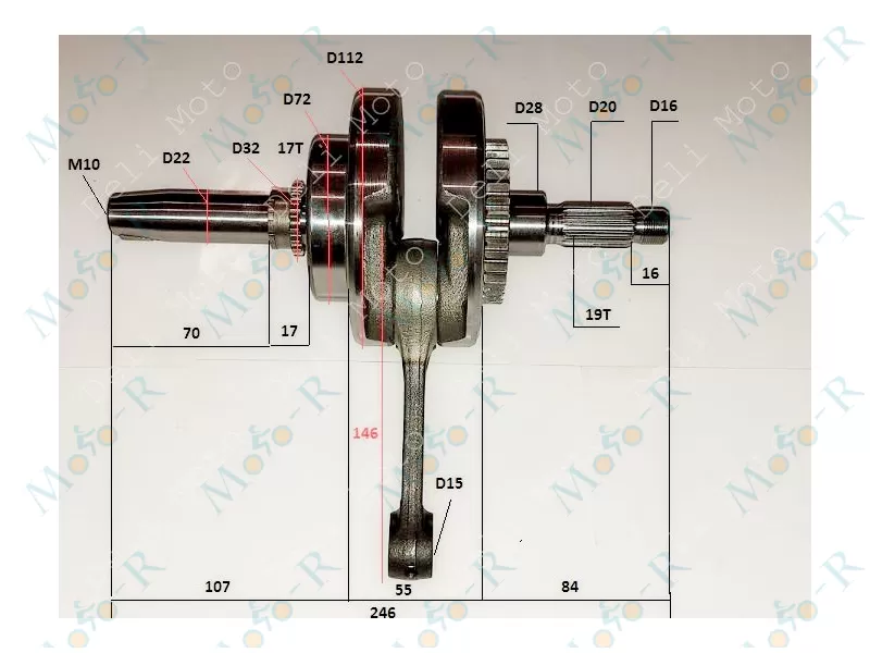 Фото 2 - Коленвал в сборе CB250 246mm 15 палец шатун 142mm