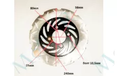 Диск тормозной 240mm 80mm крепление 4 болта  